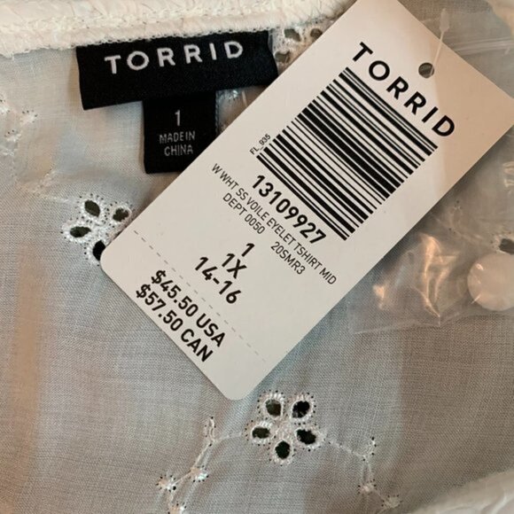 Torrid White Eyelet Mock Neck Ruffle Trim Top - Picture 6 of 6